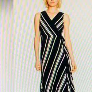 White House Black Market Black and White Striped Maxi Dress